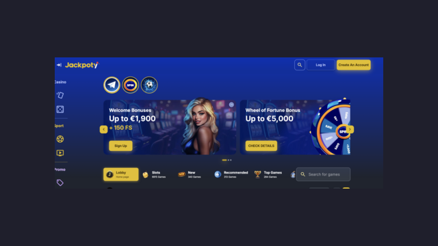 Screenshot del casino Jackpoty